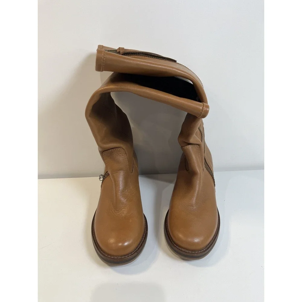Lucky Brand Women's Heston Tall‎ Boots Leather Gingerbread Oiled Vachetta Sz 6.5